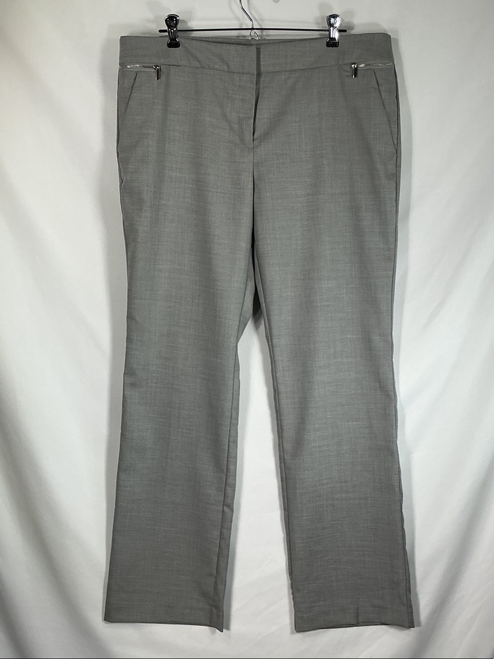 New York & Company 7th Avenue Gray Plaid Straight Leg Trousers Size 14 Average